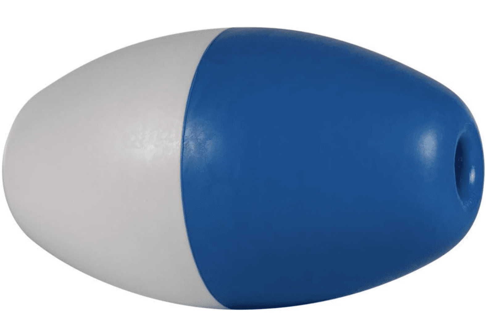 A Pentair R181086 No. 590 Rope Float, 5 in. x 9 in., Blue/White on a white background.